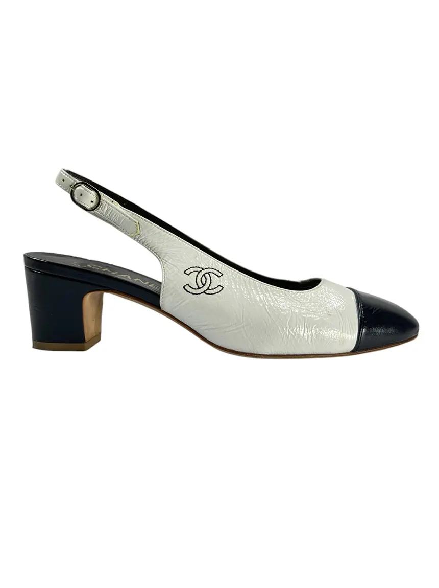 Scarpin Chanel Cap Toe Slingback Bicolor - CHK776 Original