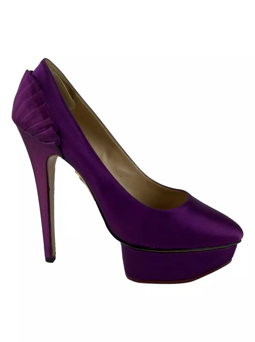 Scarpin Charlotte Olympia Paloma Fan Pleat Roxo CBMA63 Original