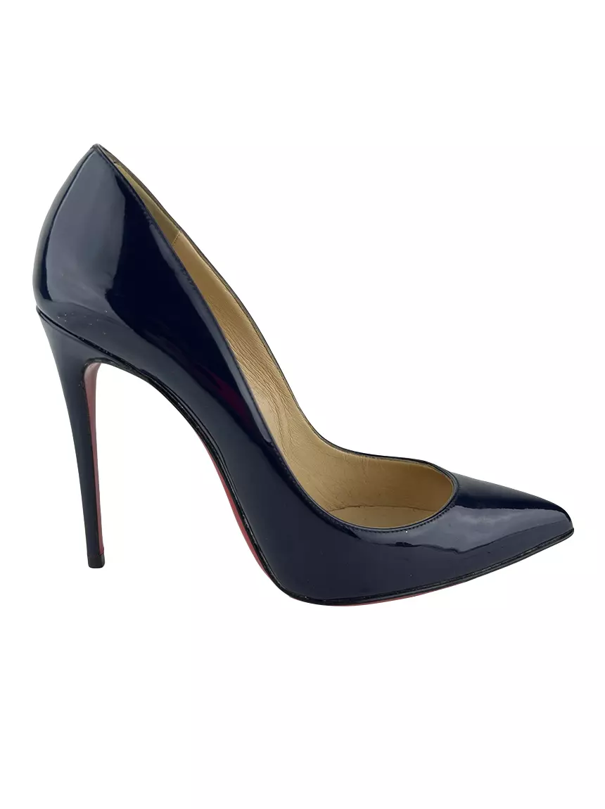 Scarpin Christian Louboutin Decollete 554 100 Verniz Azul Original