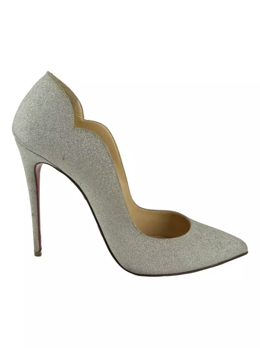 Christian Louboutin グリッターシルバーハイヒール　37 scarpin-christian-louboutin-