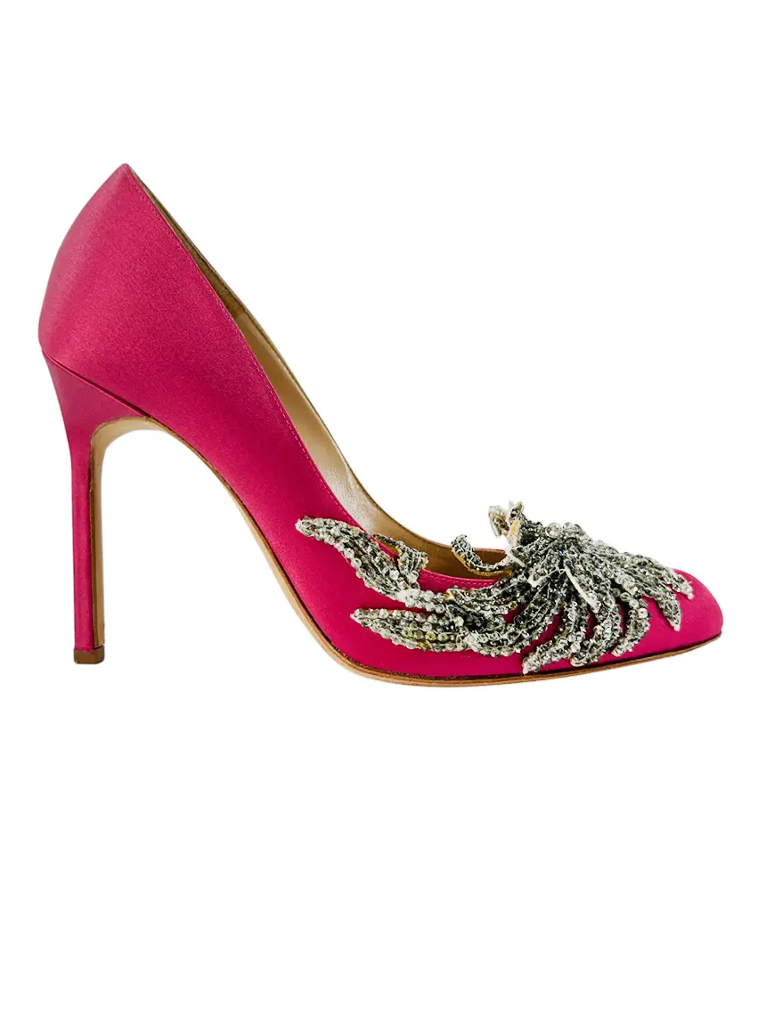 MARONO　BLNHNIK Scarpin Manolo Blahnik Tecido Rosa - EFH123 Original | Etiqueta Única
