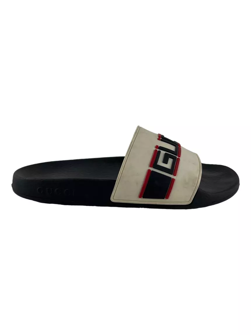 GUCCI ホワイトレザー スライドミュール Slide Gucci Rubber Branca - XZY13 Original | Etiqueta Única
