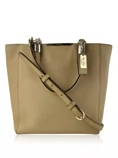 Bolsa com Alça Coach Mini Couro Bege - AEAD1 Original | Etiqueta Única