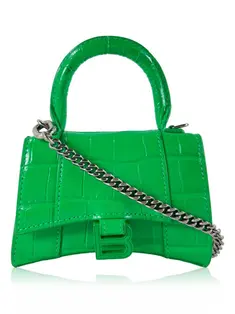Bolsa Tiracolo Balenciaga Hourglass Mini Embossed Croco Lilás