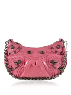 Bolsa Tiracolo Balenciaga Le Cagole XS Embossed Crocodile Bege