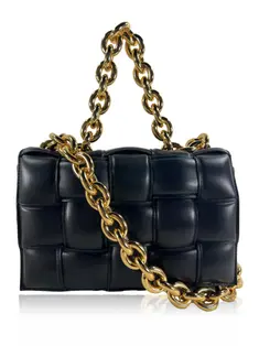 Bolsa Tiracolo Bottega Veneta Padded Cassette Intreccio Preto