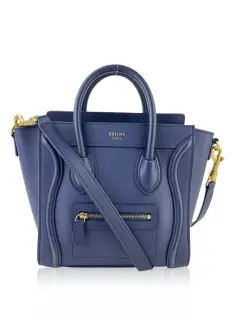 Bolsa com Alça Celine Nano Luggage Azul Marinho - AAOR4 Original