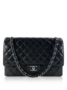 Bolsa Tiracolo Chanel Double Flap Quilted Preta - CXXW18 Original