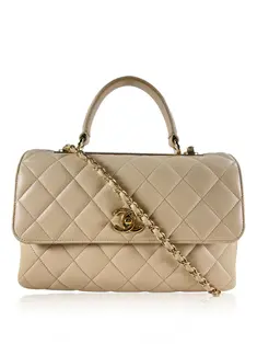 Bolsa Tiracolo Chanel Retro Chain Accordion Flap Bege - CSDR1