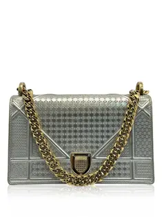 Bolsa Tiracolo Christian Dior WOC Diorama Micro-Cannage Prateada