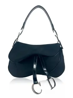 Christian Dior ヴィンテージ ナイロン×レザー ショルダー Bolsa Tiracolo Christian Dior Saddle Baudrier Preta Vintage