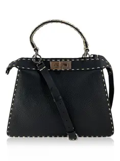 Bolsa Tiracolo Fendi Peekaboo Regular Croco Preta - FLX561