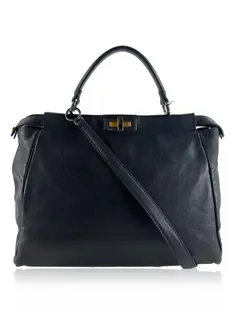 Bolsa Tiracolo Fendi Peekaboo Regular Croco Preta - FLX561