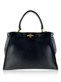 Bolsa Tiracolo Fendi Peekaboo Regular Croco Preta - FLX561