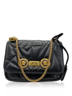 Bolsa Versace Bordado Couro Preto - AADT48 Original | Etiqueta Única