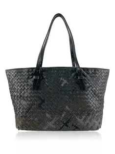 Bolsa Tote Bottega Veneta Woven Chain Intrecciato Preto - DEQH1