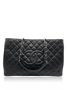 Bolsa com Alça Chanel Caviar Grand Shopping Tote GST Preta - AHCI1
