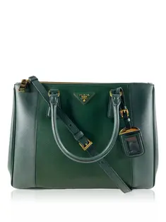 Bolsa Tote Prada Double Handle Saffiano Verde Militar - CKSE1