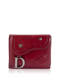 Carteira Christian Dior Lady Dior Flap Card Holder Verniz Vermelho
