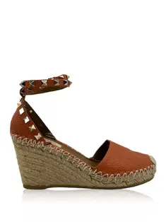 Espadrille Valentino Rockstud Ankle Wrap Dourada - CJVS41 Original