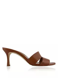 Sandália Manolo Blahnik Couro Bronze - EFH129 Original | Etiqueta