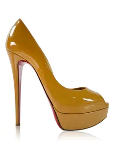 Sapato de Salto Christian Louboutin Lady Peep 120 Bege - AFNI2