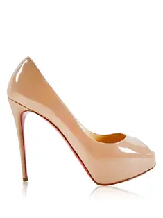 Sapato de Salto Christian Louboutin So Kate 120 Verniz Bege