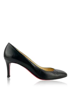 Sapato de Salto Christian Louboutin Pigalle Plato Couro Preto