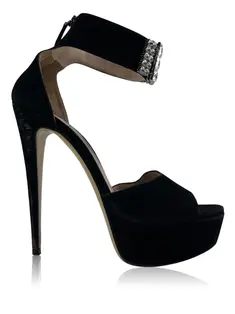 Sapato Miu Miu Salto Ankle Wrap Preto - DAM182 Original | Etiqueta