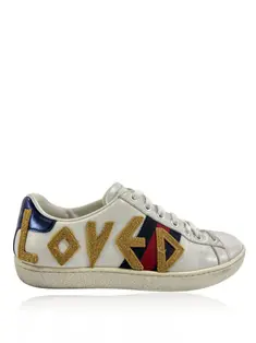Tênis Gucci Ace Crystal Web Bee Platform Branco - HSE8 Original