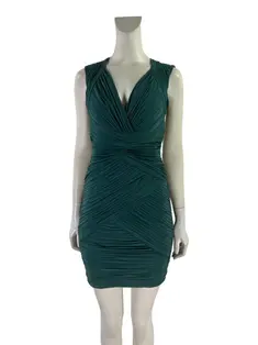 bcbg olive green dress Pleated Gown