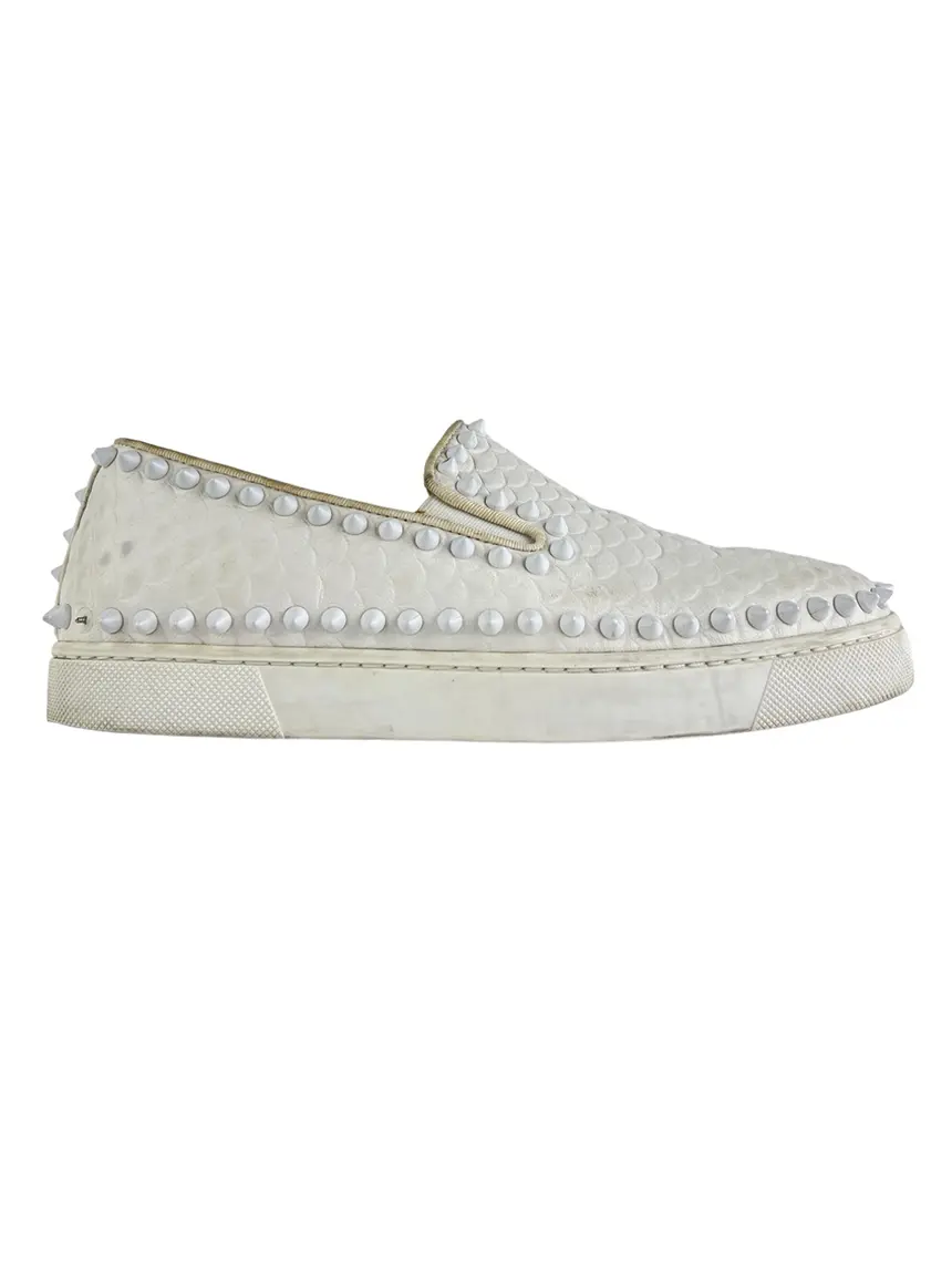 Tênis Christian Louboutin Spike Slip On Branco - ANZ824 Original