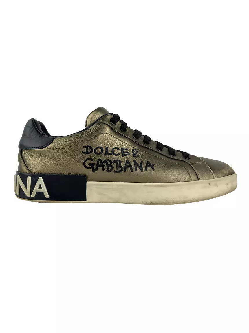 Tenis dolce gabbana dourado fashion