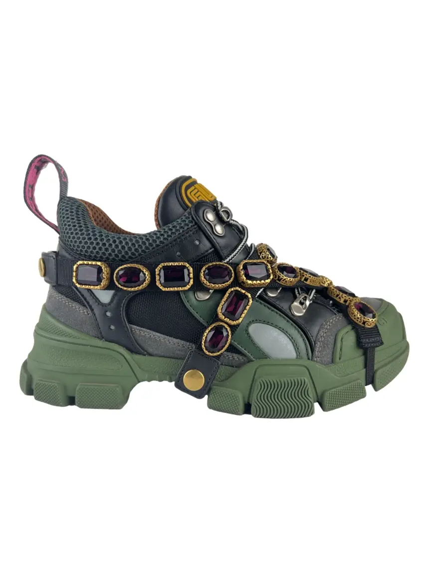 Tênis Gucci Flashtrek x SEGA Removable Crystal Verde - GOV27