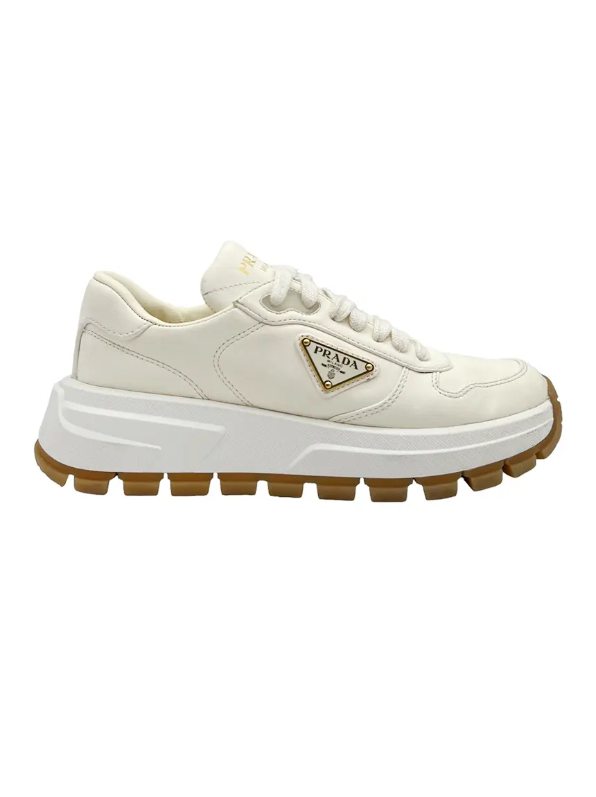 Tênis Prada Triangle Logo Ivory CLGL1 Original Etiqueta Única