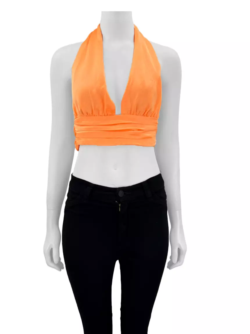 Top Zara Cetim Laranja - TFN159 Original | Etiqueta Única