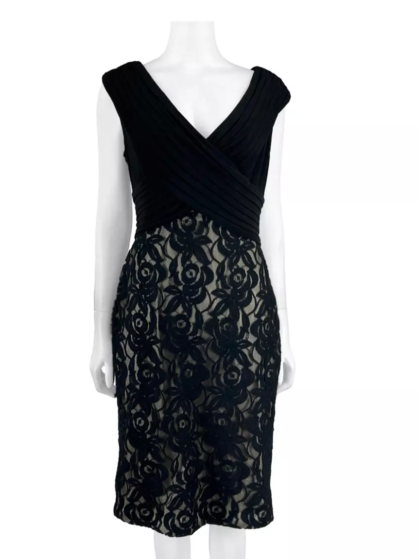 Vestido Adrianna Papell Renda Preto Original BIRT24 Etiqueta nica