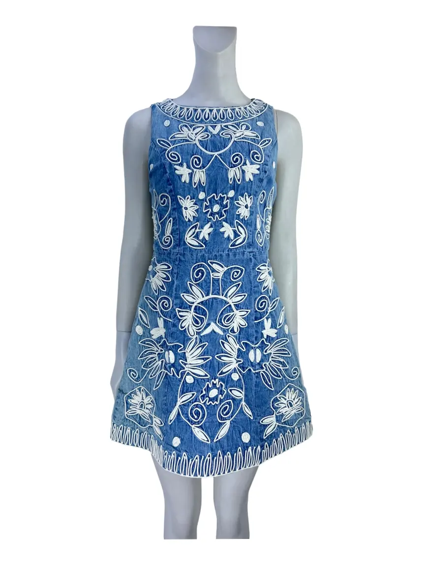 sachin and babi light blue dress ASOS DESIGN embroidered pleated midi dress with fluted sleeve in navy main image 1