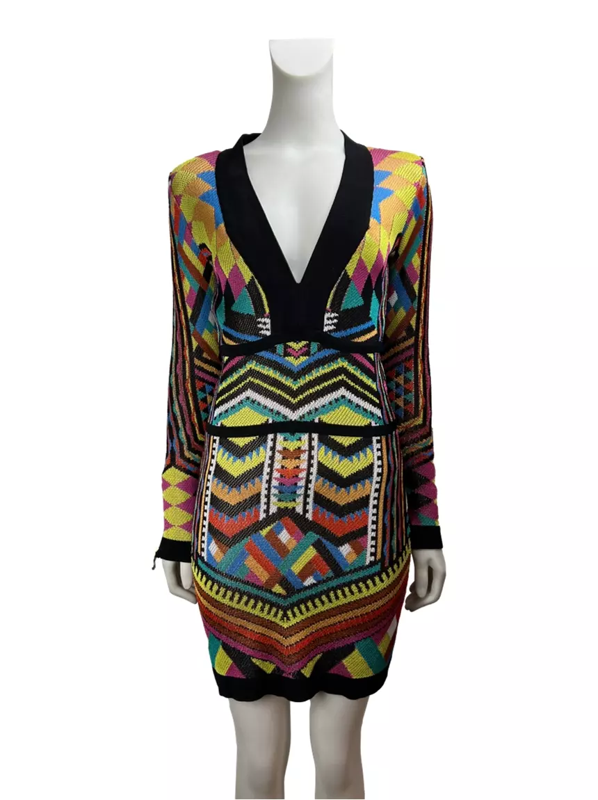 Vestido Balmain Bandagem Colorido AWU2932 Original Etiqueta Única