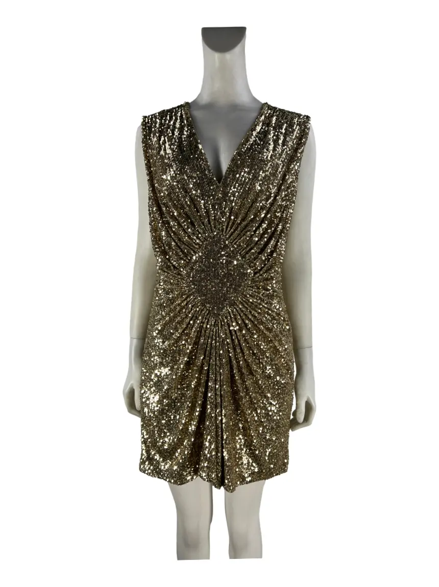 Vestido Balmain Paets Dourado - CMWD9 Original | Etiqueta nica