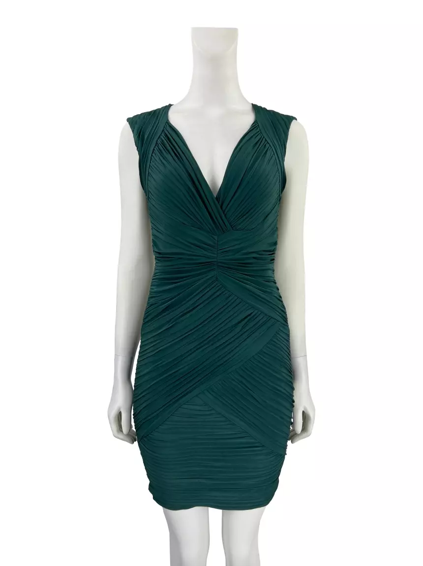 Vestido BCBG Max Azria Franzido Verde Original PHF35 Etiqueta