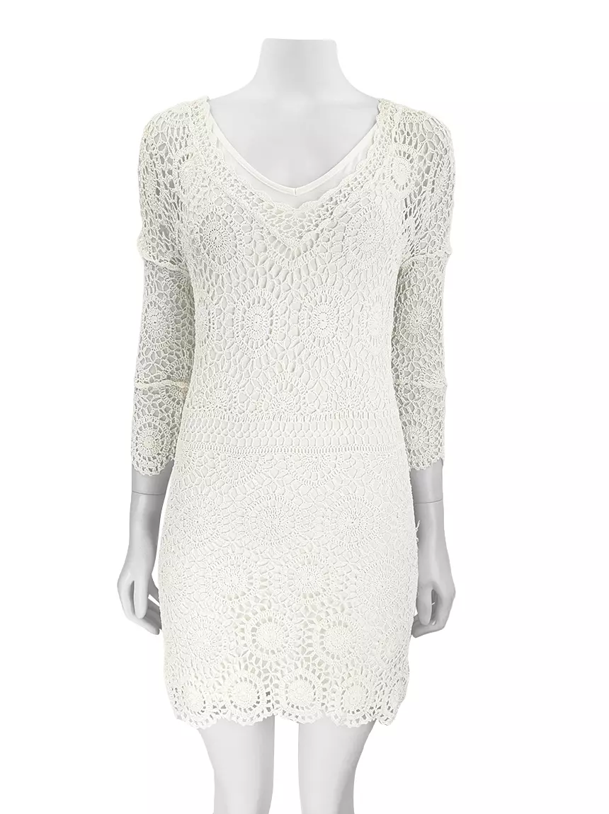 Vestido Bo.Bô Saint Tropez Crochê Off White Original - DVL84