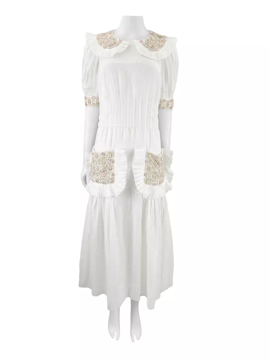 Vestido Chanel Bordado Branco Original - CP130 | Etiqueta Única