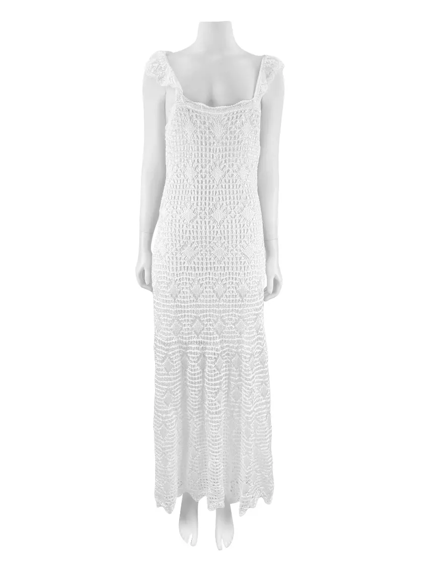 Galeria Tricot Vestido Branco Longo Tricot Tricot Vestido Longo