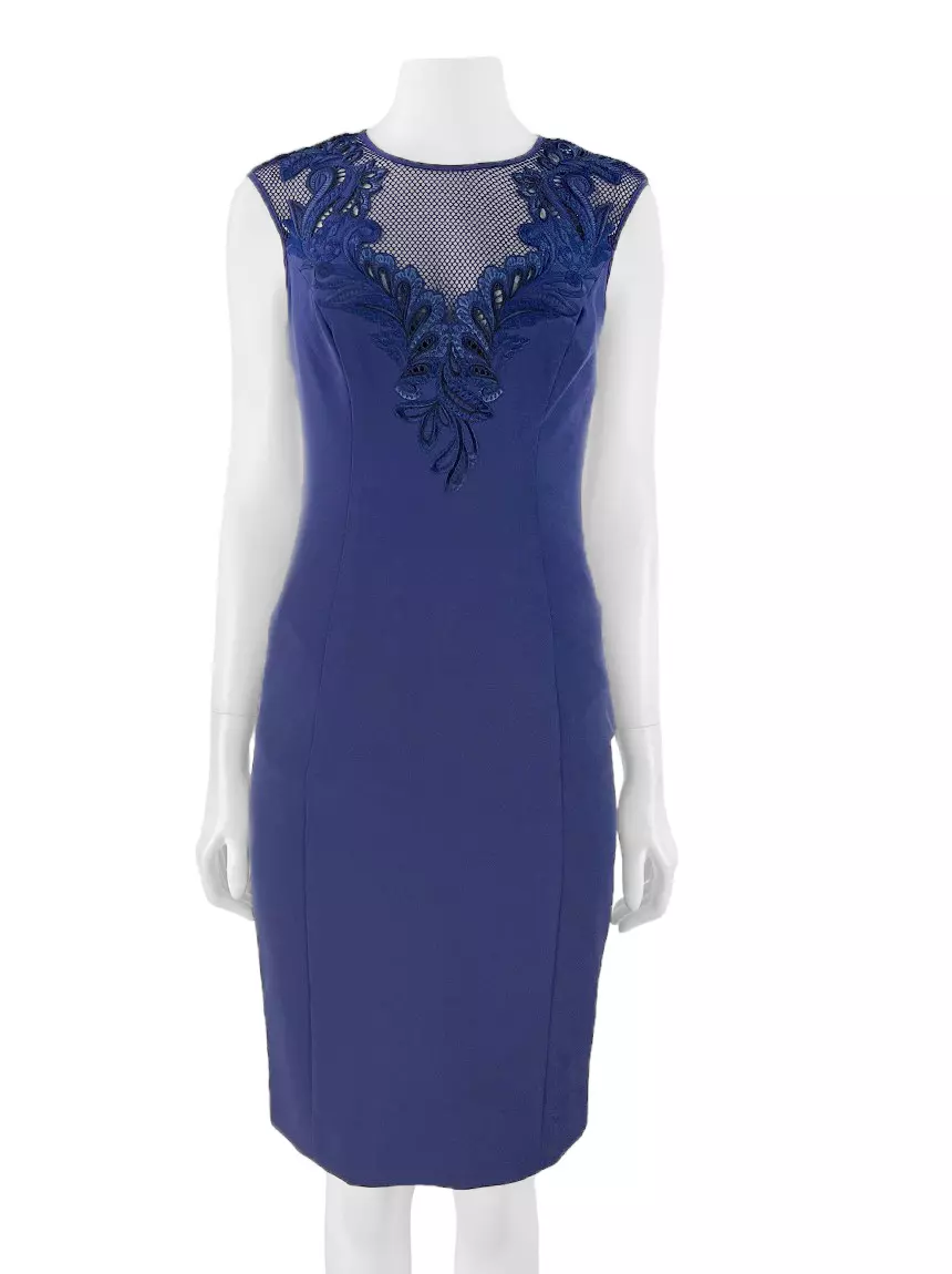 blue dress for baby girl Karen Millen Size Medium Royal Blue & Black No Fabric Tag Front Half Zip  Dress — Labels Resale Boutique