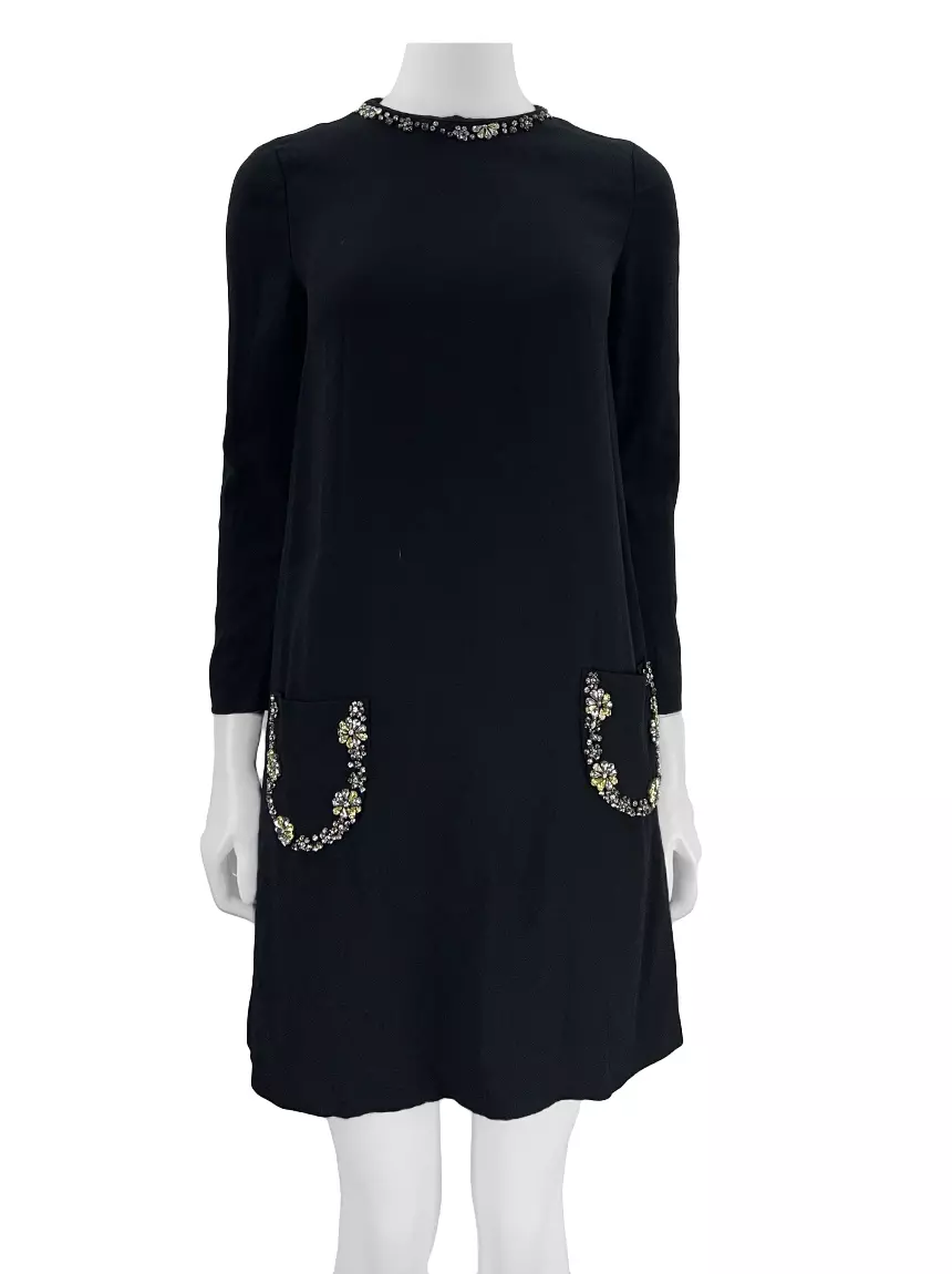 Vestido Miu Miu Curto Bordado CDH263 Original Etiqueta Única