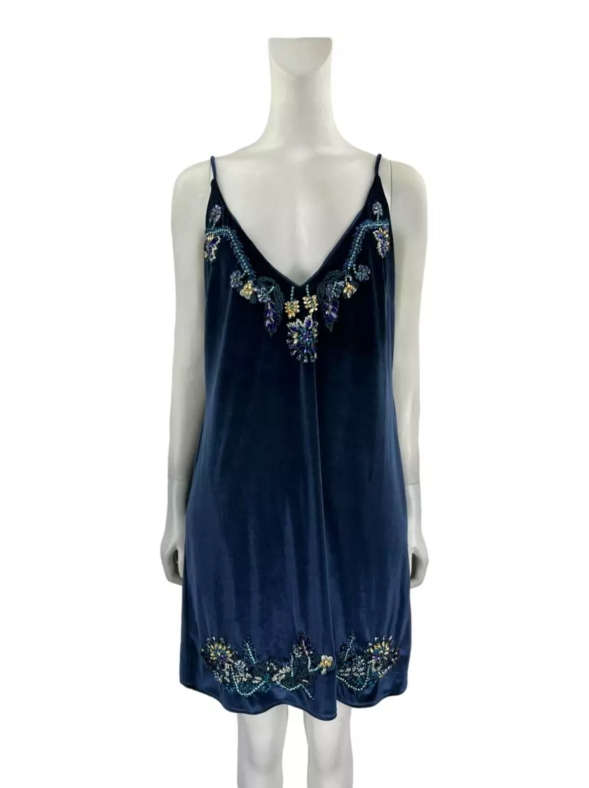 Vestido PatBo Pedraria Veludo Azul - SFW46 Original | Etiqueta nica